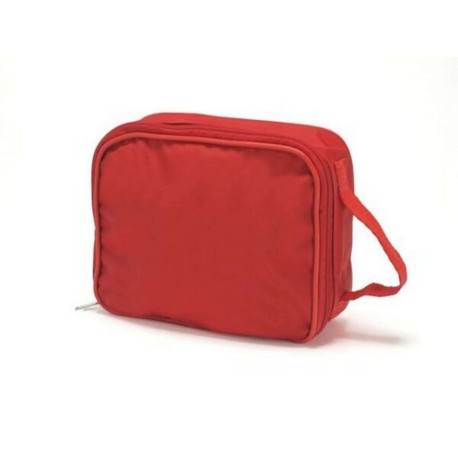 Borsa in nylon colore Rosso con chiusura a zip centrale,maniglia e velcro posteriore cm 24 x 17 x 8
