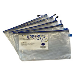 Busta a rete con cerniera blu- PVC - 27 x 36 cm - trasparente - Starline