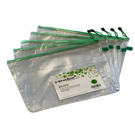 Busta a rete con cerniera verde - PVC - 31,2 x 41,2 cm - trasparente - Starline