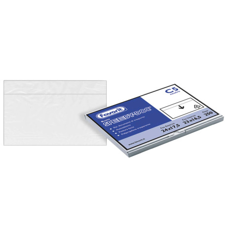 Busta adesiva Speedy Doc - senza stampa - C5 - 23 x 16,5 cm - LDPE - trasparente - Favorit - conf. 250 pezzi
