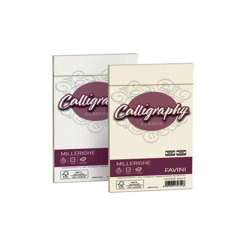 Busta Calligraphy Millerighe - 110 x 220 mm - 100 gr - avorio 02 - Favini - conf. 25 pezzi