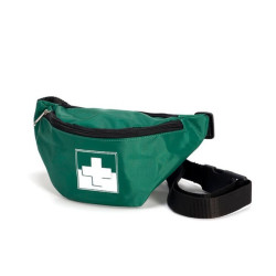 Marsupio Pronto Soccorso Vuoto in nylon colore Verde con chiusura a scatto e zip centrale