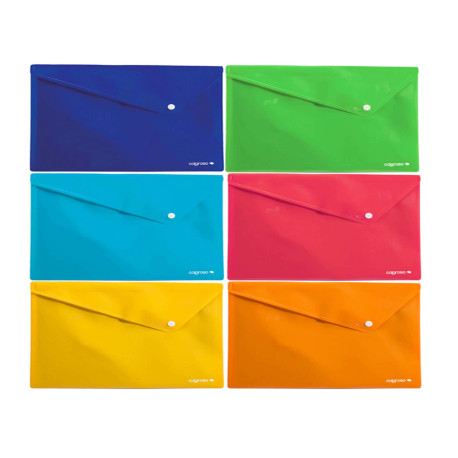 Busta con bottone - 33 x 24,5 cm - PP - colori assortiti - Colorosa - conf. 6 pezzi