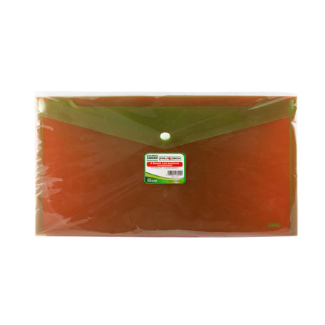 Busta con bottone - 33,5 x 23.5 cm - PP - colori assortiti fluo - Lebez - conf. 3 pezzi