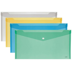 Busta con bottone - A4 - PP - colori assortiti - Lebez