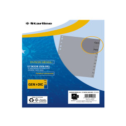 Divisori mensili Gen/Dic 12 tacche - A4 - PP - grigio - Starline