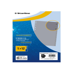 Divisori numerici 12 tacche - A4 Maxi - PP - grigio - Starline