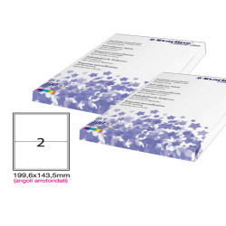 Etichette adesive - in carta - angoli arrotondati - permanenti - 199,6 x 143,5 mm - 2 et/fg - 100 fogli - bianco - Starline