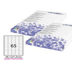 Etichette adesive - in carta - angoli arrotondati - permanenti - 38,1 x 21,2 mm - 65 et/fg - 100 fogli - bianco - Starline
