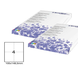 Etichette adesive - in carta - permanenti - 105 x 148,5 mm - 4 et/fg - 100 fogli - bianco - Starline