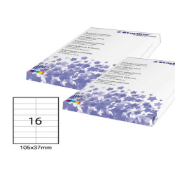 Etichette adesive - in carta - permanenti - 105 x 37 mm - 16 et/fg - 100 fogli - bianco - Starline