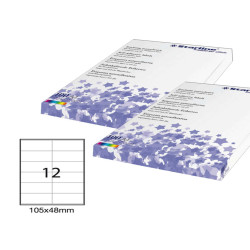 Etichette adesive - in carta - permanenti - 105 x 48 mm - 12 et/fg - 100 fogli - bianco - Starline
