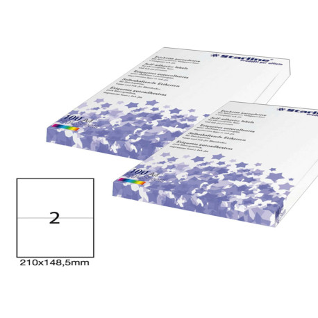 Etichette adesive - in carta - permanenti - 210 x 148,5 mm - 2 et/fg - 100 fogli - bianco - Starline