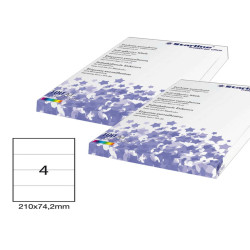 Etichette adesive - in carta - permanenti - 210 x 74,2 mm - 4 et/fg - 100 fogli - bianco - Starline