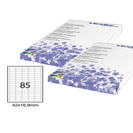 Etichette adesive - in carta - permanenti - 42 x 16,9 mm - 85 et/fg - 100 fogli - bianco - Starline