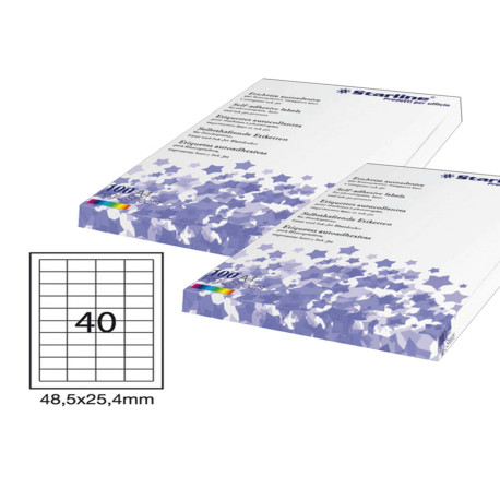 Etichette adesive - in carta - permanenti - 48,5 x 25,4 mm - 40 et/fg - 100 fogli - bianco - Starline
