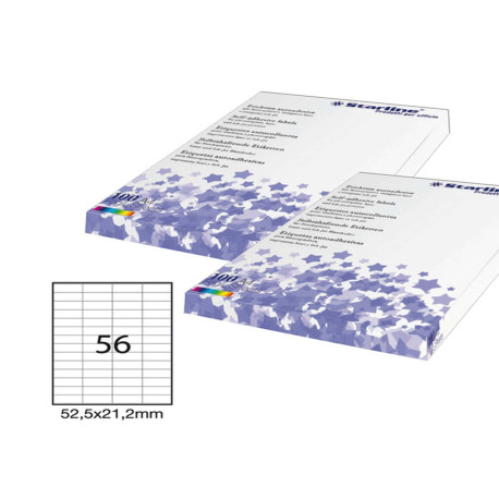 Etichette adesive - in carta - permanenti - 52,5 x 21,2 mm - 56 et/fg - 100 fogli - bianco - Starline