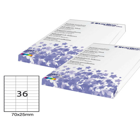 Etichette adesive - in carta - permanenti - 70 x 25 mm - 36 et/fg - 100 fogli - bianco - Starline