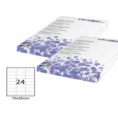 Etichette adesive - in carta - permanenti - 70 x 35 mm - 24 et/fg - 100 fogli - bianco - Starline