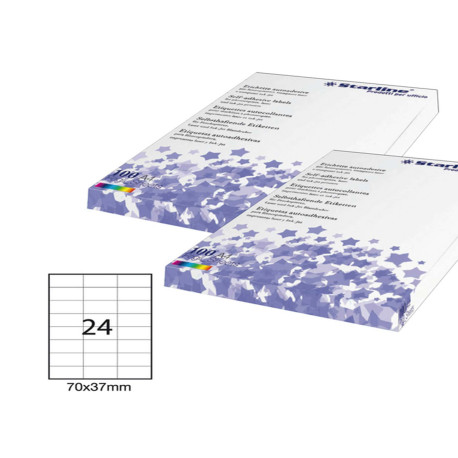 Etichette adesive - in carta - permanenti - 70 x 37 mm - 24 et/fg - 100 fogli - bianco - Starline