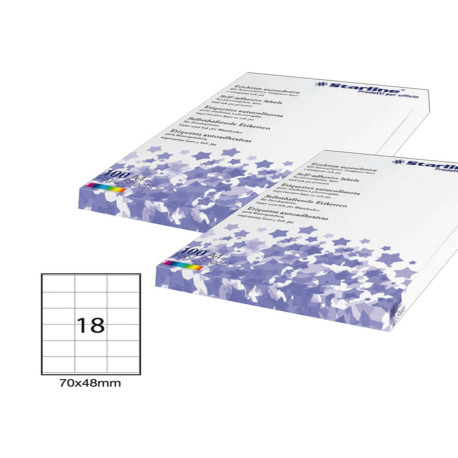 Etichette adesive - in carta - permanenti - 70 x 48 mm - 18 et/fg - 100 fogli - bianco - Starline