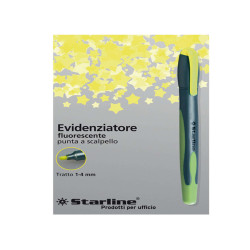 Evidenziatore a penna Starline - punta scalpello - tratto da 1,0-4,0mm - giallo - Starline