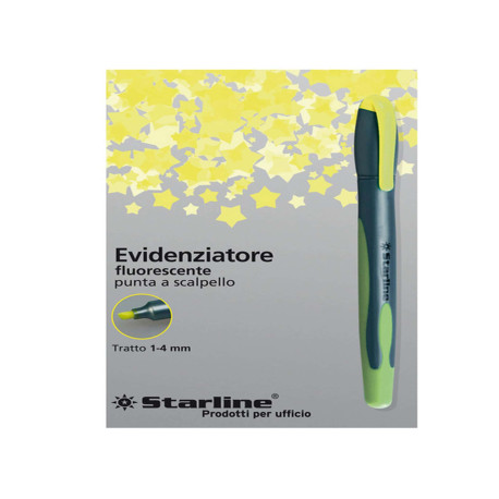 Evidenziatore a penna Starline - punta scalpello - tratto da 1,0-4,0mm - giallo - Starline