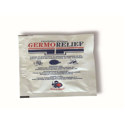 Fazzolettino monouso GERMO RELIEF imbevuto di ammoniaca in soluzione acquosa al 4%.
