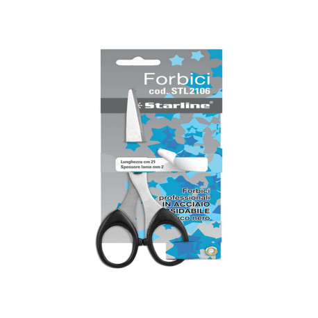 Forbici - 21 cm - lama in acciaio - impugnatura ABS - nero - Starline