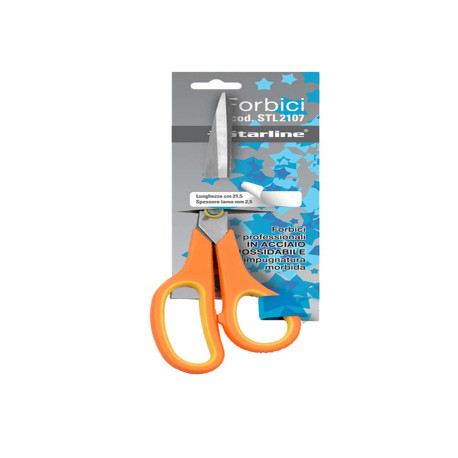 Forbici - 21,5 cm - lama in acciaio - impugnatura gomma morbida - arancione - Starline