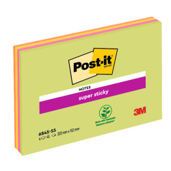 Blocco foglietti Post it  Super Sticky Meeting Notes - 6845-SSP - 203 x 152 mm - giallo/rosa neon - 45 fogli - Post it
