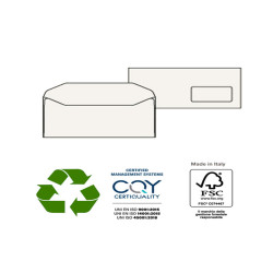 Busta Kami Gommata - con finestra - 11 x 23 cm - 100 gr - carta riciclata FSC - bianco - Pigna Envelopes - conf. 500 pezzi