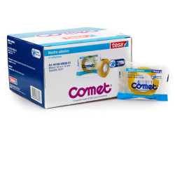 Nastro adesivo - confezionato singolarmente - 15 mm x 33 m - cellophane - trasparente - Comet