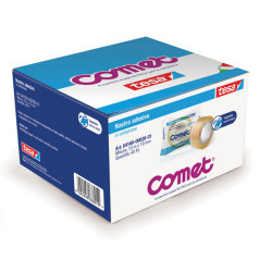 Nastro adesivo - confezionato singolarmente - 19 mm x 10 m - cellophane - trasparente - Comet