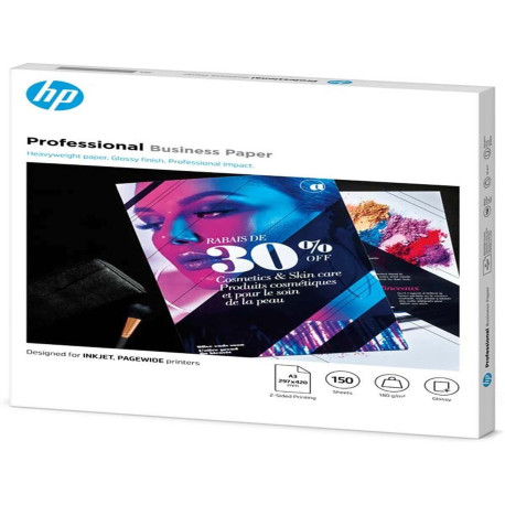 Hp - Confezione da 150 fogli carta originale professionale lucida HP per getto d'inchiostro A3 - 7MV84A