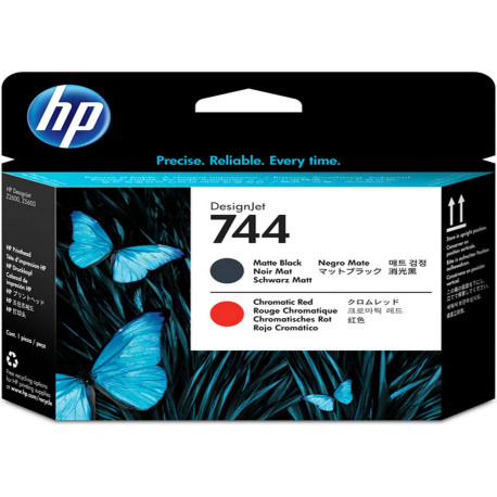 Hp - Testina originale - 744 - Nero opaco / Rosso cromatico - F9J88A - 6ml cad