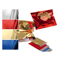 Busta regalo - con patella adesiva - 35 x 50 + 5 cm - 30 micron - PPL - metal lucido - oro - PNP - conf. 50 pezzi