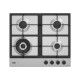 Beko HIAW64225SXE - Piano cottura a gas - 4 piastre - Nicchia - larghezza: 56 cm - prof. 49 cm - inox