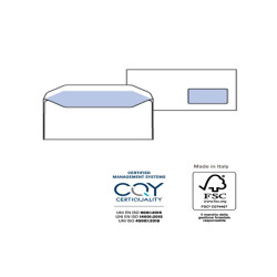 Busta Silver Matic Lux FSC - con finestra - gommata - 11 x 23 cm - 80 gr - bianco - Pigna Envelopes - conf. 500 pezzi