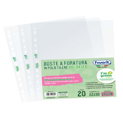 Buste forate - 22 x 30 cm - PE Bio-Based - liscio superior - Favorit - conf. 20 pezzi