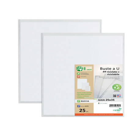 Buste a sacco Gaia - PP riciclato - 25 x 35 cm - buccia - trasparente - Sei rota - conf. 25 pezzi