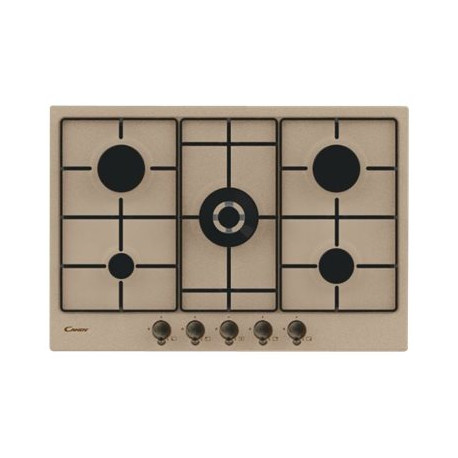 Candy Classic CHW7AV4WGT - Piano cottura a gas - 5 piastre - Nicchia - larghezza: 56 cm - prof. 48 cm - avena - avena