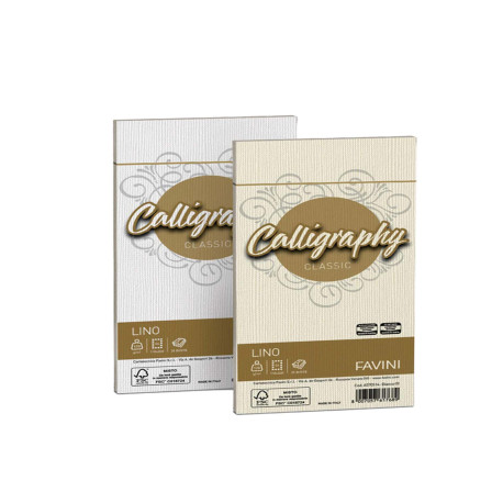 Buste Calligraphy Lino - 110 x 220 mm - 120 gr - bianco 01 - Favini - conf. 25 pezzi