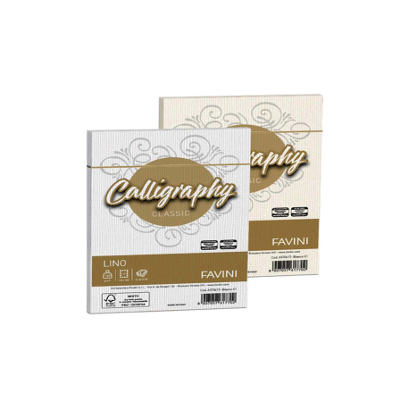 Buste Calligraphy Lino - 120 x 180 mm - 120 gr - bianco 01 - Favini - conf. 25 pezzi