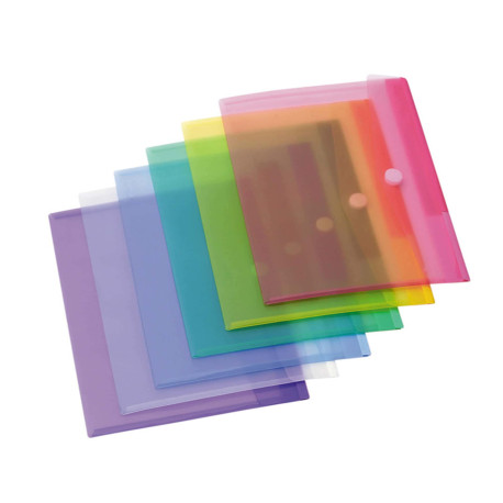 Buste con bottone in velcro - PP - A4 - colori assortiti - Djois - conf. 12 pezzi