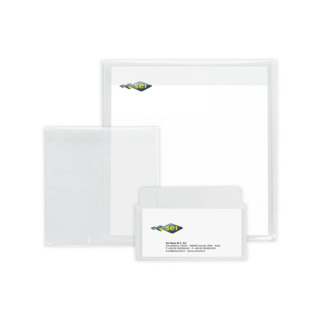 Buste con patella Soft P - PPL - 10 x 13,5 cm - liscio - trasparente - Sei Rota - conf. 25 pezzi