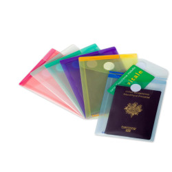 Buste con velcro - formato verticale - 11,4 x 15,8 cm - PP - colori assortiti - Djois - conf. 6 pezzi