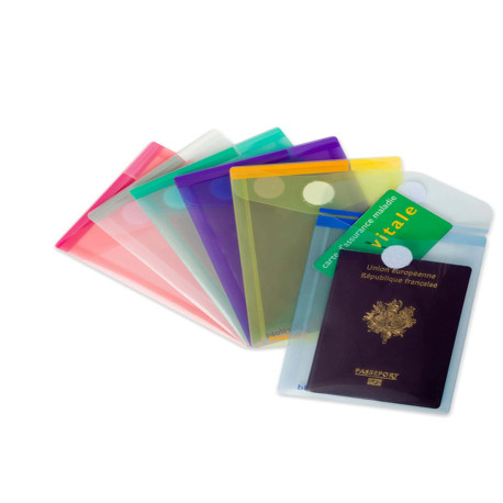 Buste con velcro - formato verticale - 11,4 x 15,8 cm - PP - colori assortiti - Djois - conf. 6 pezzi