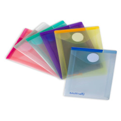 Buste con velcro - formato verticale - 8 x 11,5 cm - PP - colori assortiti - Djois - conf. 6 colori
