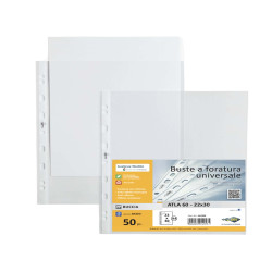 Buste forate Atla - leggera - buccia - 22 x 30 cm - trasparente - Sei Rota - conf. 50 pezzi